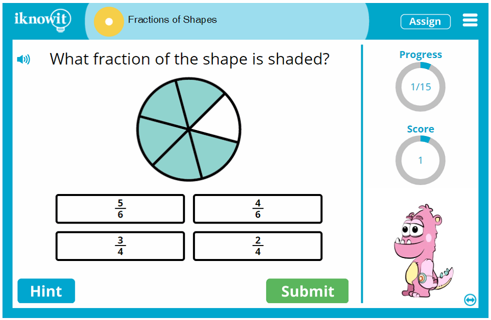 First Grade Identify Shape Fractional Parts Activity