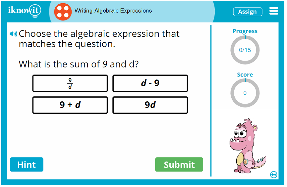 Fourth Grade Learn Practice Algebra Expressions Game