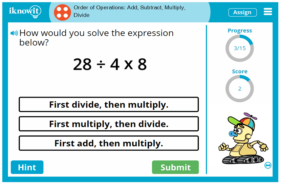 Fourth Grade Adding Subtracting Multiplying Dividing Order of Operations Game
