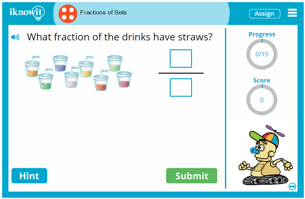 Fourth Grade Learn Item Set Fractions Game