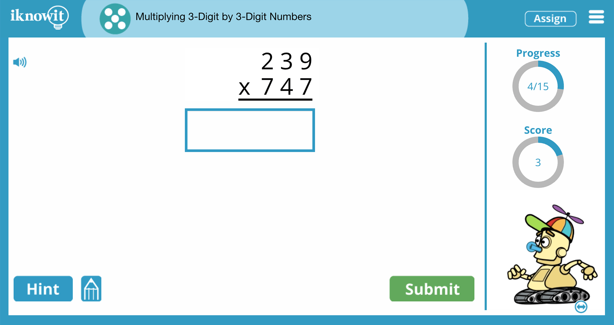 5th Grade Multiplying 3-Digit by 3-Digit Bumbers Online Learning Game