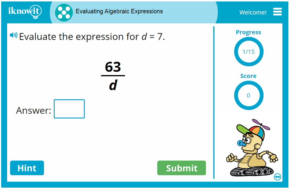 5th Grade Evaluating Algebraic Expressions Game