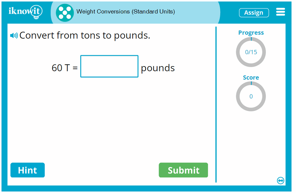 Fifth Grade Convert Weight Using Pounds Tons Ounces Game
