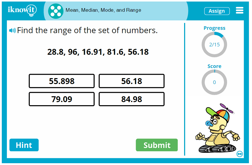 Fifth Grade Calculate Mean Median Mode Range Game