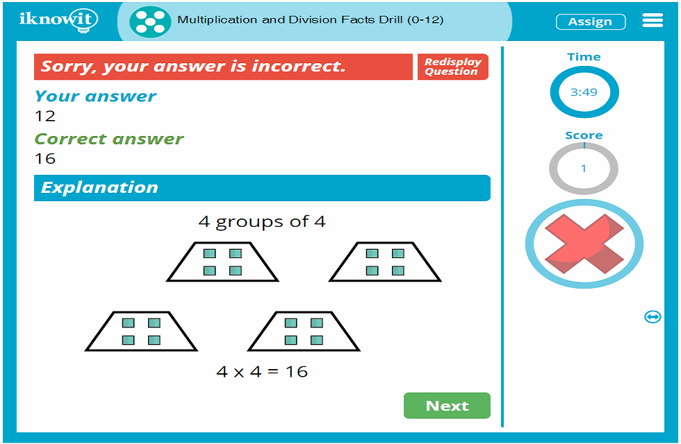 5th Grade Multiplication and Division Facts Drill to 12 Activity