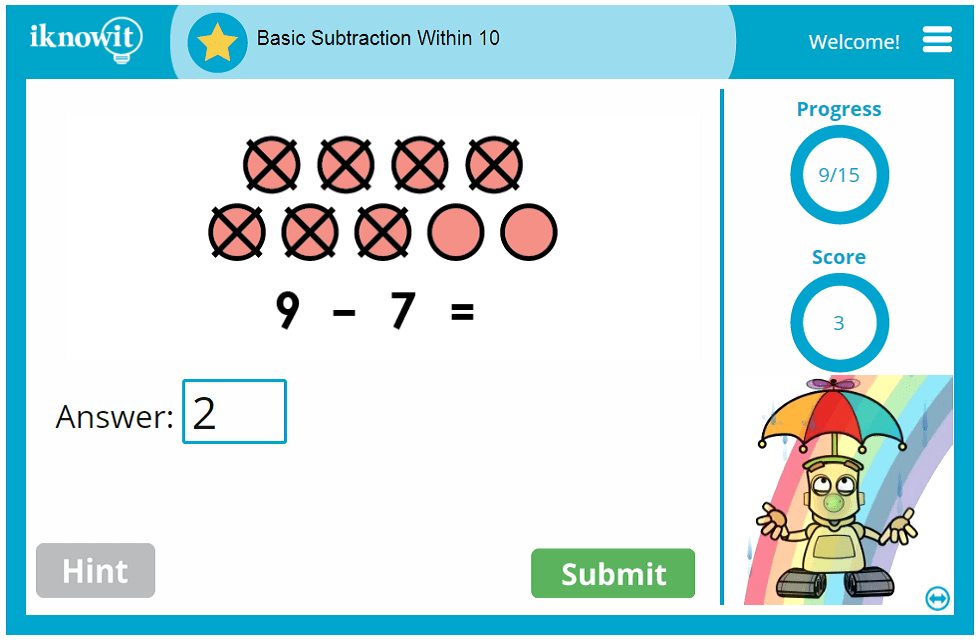 Kindergarten Basic Subtraction Within 10 Activity