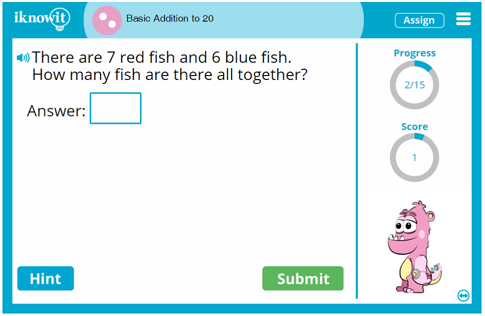 Basic Addition Facts Online Math Activity 