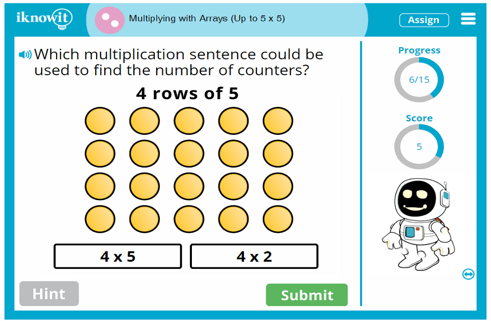 Interactive Math Lesson Multiplying With Arrays Up To 5 X 5 