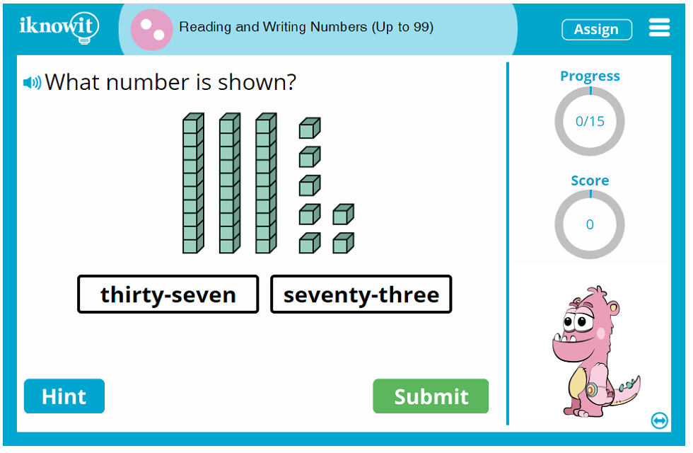 Interactive Math Activity Reading And Writing Numbers Up To 99