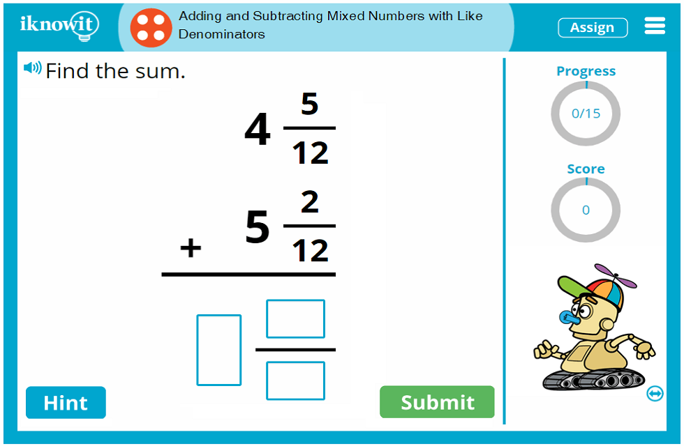 Interactive Math Lesson Adding and Subtracting Mixed Numbers with