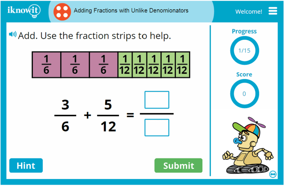 Interactive Math Lesson Adding Fractions With Unlike Denominators