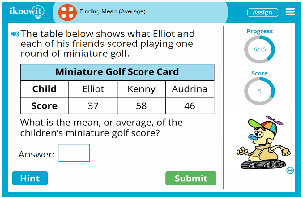 Interactive Math Lesson Finding Mean Average 