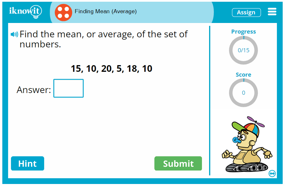 Interactive Math Lesson Finding Mean Average 