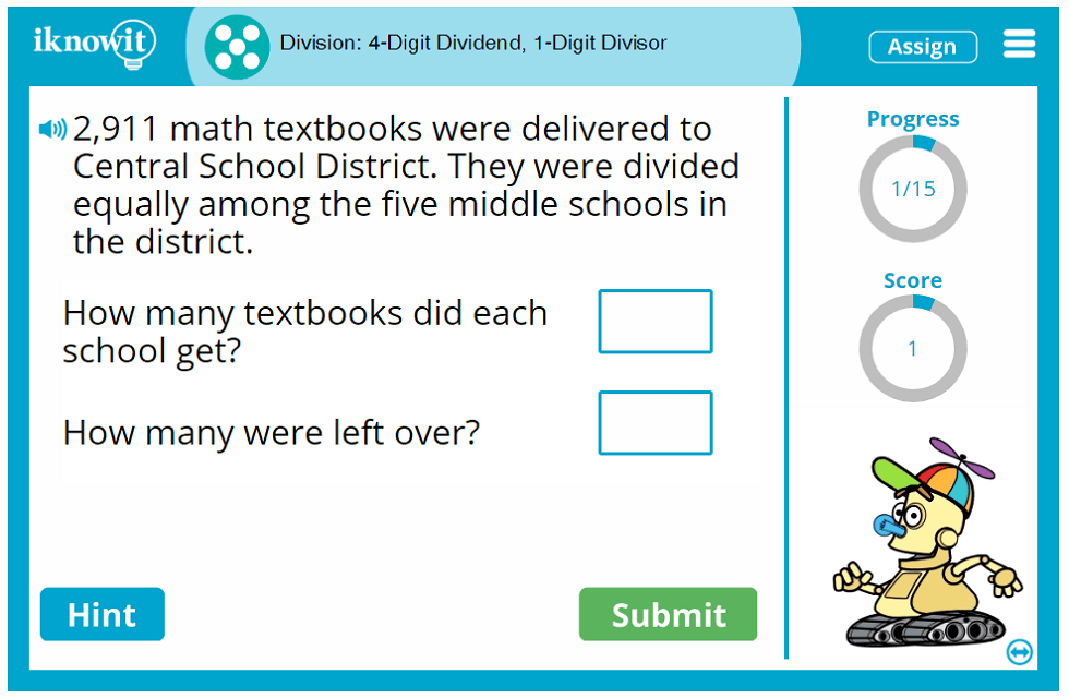 Interactive Math Lesson Division With A 4 Digit Dividend And 1 Digit 