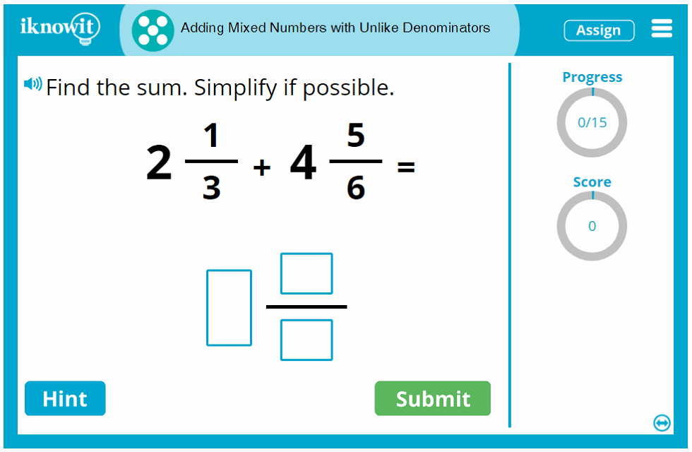 Interactive Math Lesson Adding Mixed Numbers With Unlike Denominators