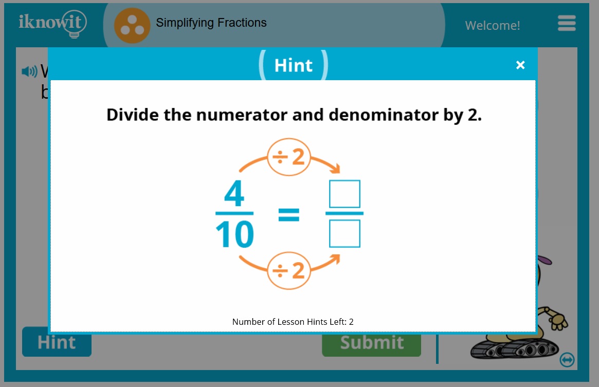 Math Game: Simplifying Fractions